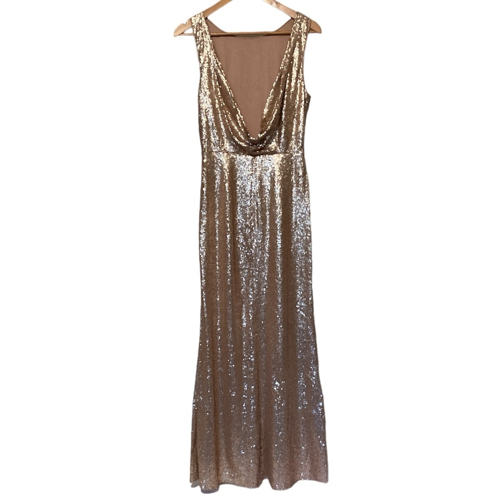 Lulu’s Slink And Wink Matte Gold Sequin Maxi Dress - image 3